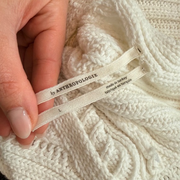 Anthropologie Ivory Pointelle Crochet Open Back Mini Dress Size Large - Picture 7 of 8